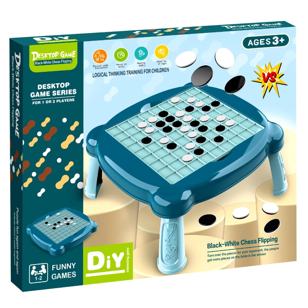 2-in-1 Black & White Desktop Chess Fliping Game