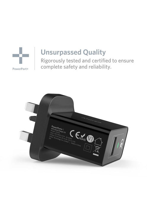 Anker PowerPort + 1 with Quick Charger 3.0 Premium USB Wall Charger - Black