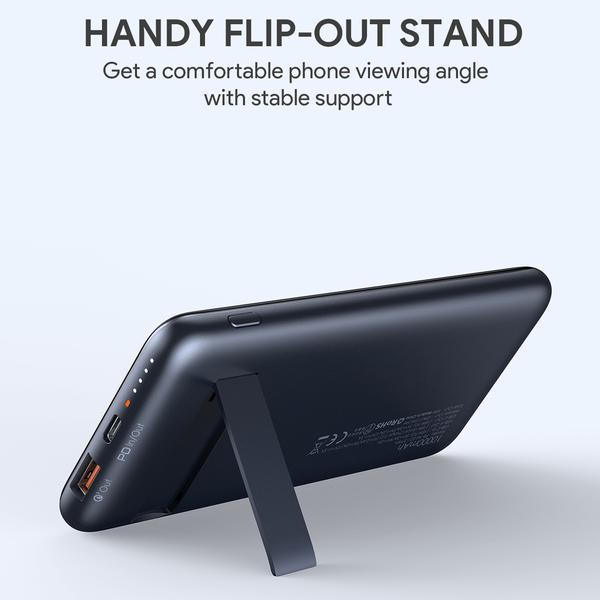Aukey 18W PD QC 3.0 10000mAh Power Bank With Foldable Stand & Wireless Charger