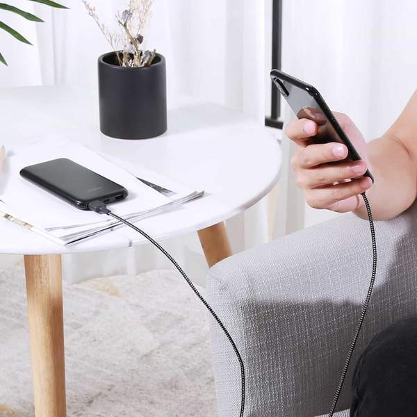 Aukey Braided Nylon MFI Lightning Cable - 1.2 meter - Black