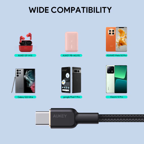 Aukey Circlet AC Nylon braided USB-A to USB-C Cable 0.9m - Black