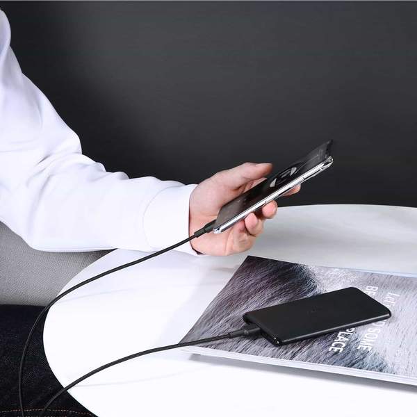 Aukey MFI Braided Nylon USB-C To Lightning Cable - 2 Meter - Black