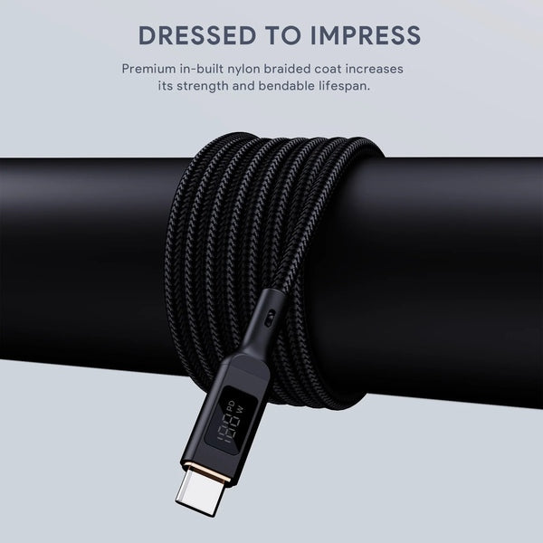 Aukey Nylon Braided USB-C To USB-C Cable 1.8m - Black