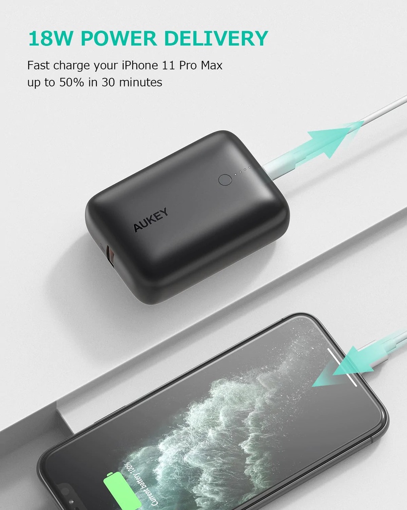 Aukey Ultra Compact Power Bank 10000mAh 22.5W PD & QC3.0