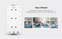 Blupebble 6 Plug Surge Protection Power Strip 6 Type - G Outlets + PD 20W USB-C Port + 2 USB-A Ports With 1.5 Meters Cord Length - White