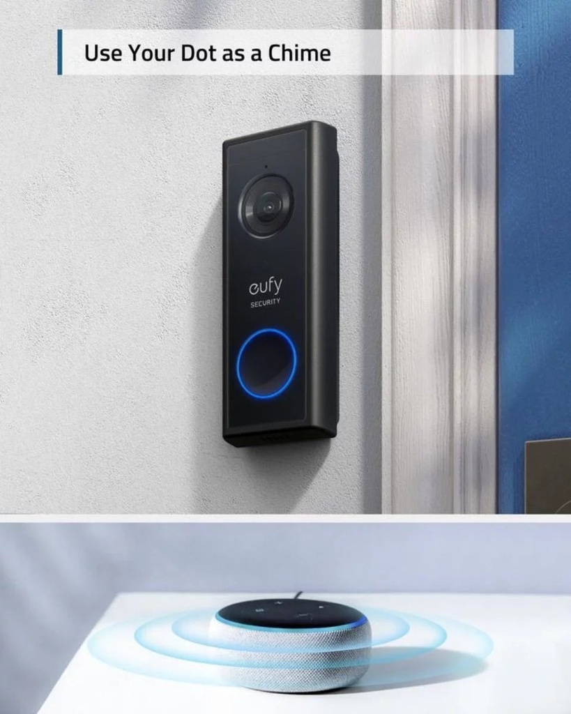 Eufy Video Doorbell 1080p Battery - Powered - Black