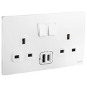 Legrand British Standard Socket Outlet With USB Type - A + C Chargers - 13A 250V~ 2 Gang Single Pole Switched - Matt White