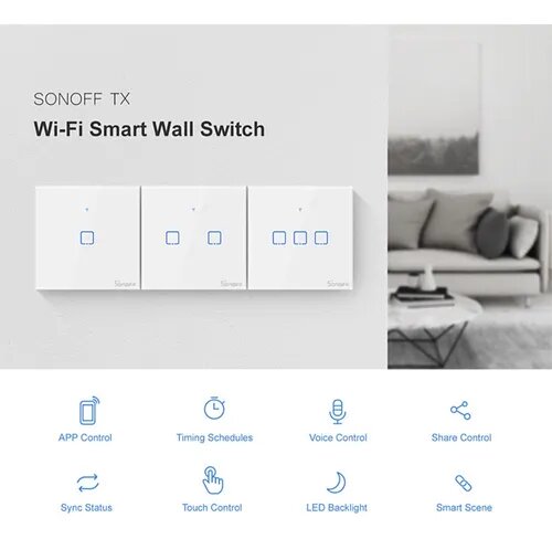 SONOFF Wi - Fi Smart Wall Switch 2 Gang