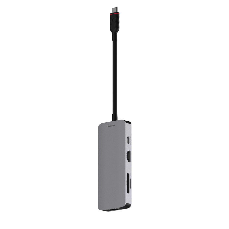 UNISYNK USB-C To 8-Port Hub 100W - Gray