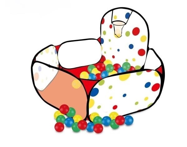 Wemzy - Cast Basketball Pool With 100 Balls, Red