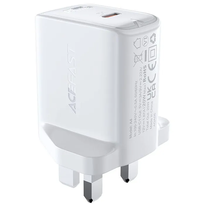 AceFast Fast Charger Wall Charger A4 PD 3.0 20W 1 x USB-C - White