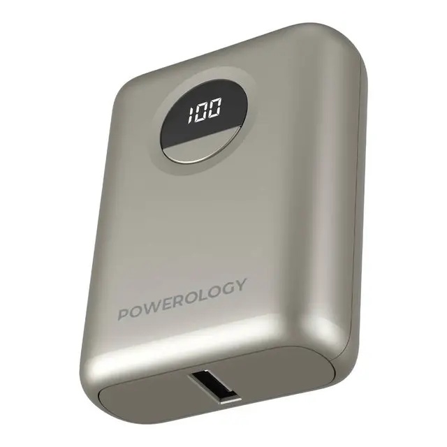 Powerology 10000mAh Ultra-Compact Power Bank 20W PD & QC3.0 USB-A and USB-C - Titanum