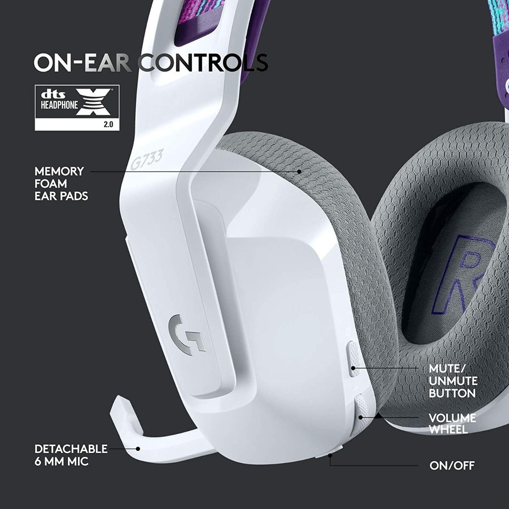 Logitech G733 Lightspeed Wireless RGB Gaming Headset - White
