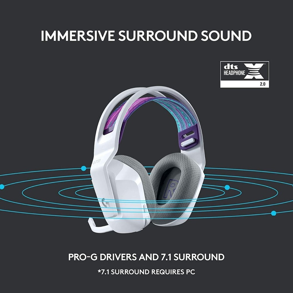 Logitech G733 Lightspeed Wireless RGB Gaming Headset - White