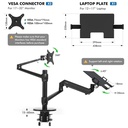 Gamvity Aluminum Height Adjust Desktop 17-32 Inch Monitor Mount Gas Spring Arm+12-17 Inch Laptop Holder Stand Full Motion Ol-3l Pro- Black