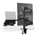Gamvity 3-In-1 Adjustable Triple Monitor Arm Desk Mounts, Dual Desk Arm Stand/Holder With Extra Tray Fits Laptops