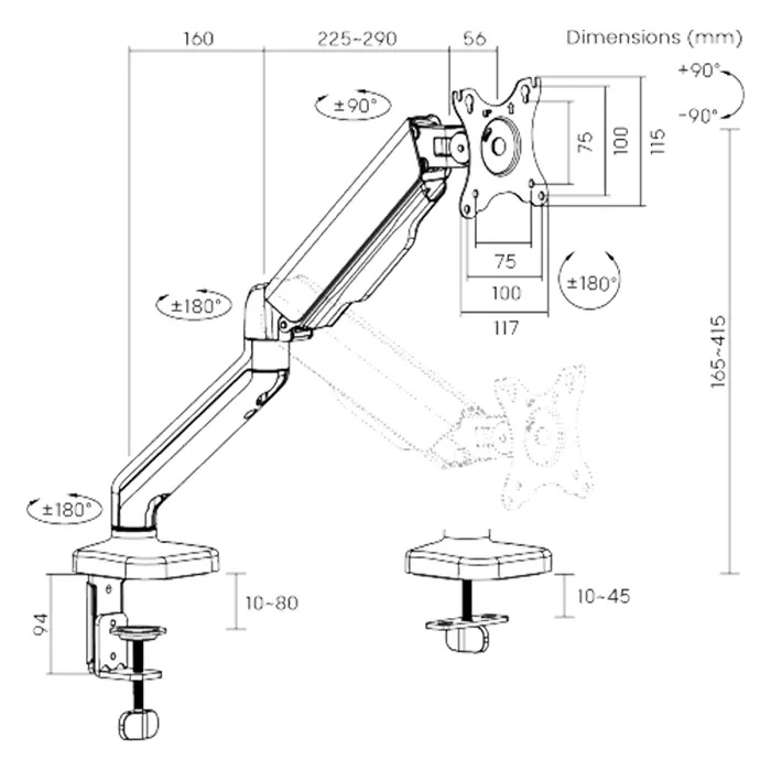 Gamvity Cost-Effective Spring-Assisted Monitor Arm
