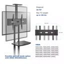 Gamvity Trolley With Wheels Adjustable Height Mobile Tv Mount Stand Height Adjustable Lcd Screen Floor Stand Carts With Dvd Shelf (32-70inch)