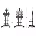 Gamvity Trolley With Wheels Adjustable Height Mobile Tv Mount Stand Height Adjustable Lcd Screen Floor Stand Carts With Dvd Shelf (32-70inch)