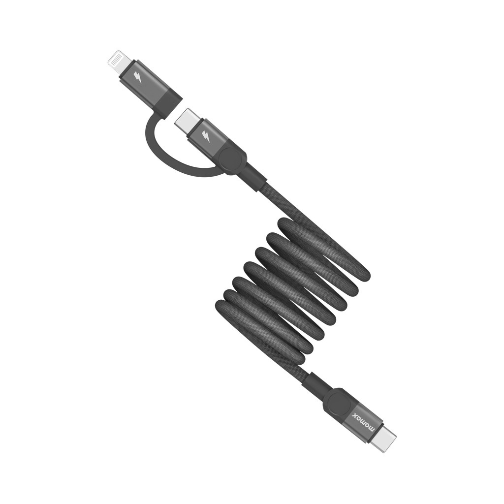 MOMAX Mag.link USB-C to C & Lightning Magnetic Cable 1m (Black)