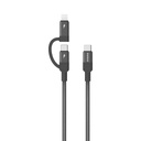 MOMAX Mag.link USB-C to C & Lightning Magnetic Cable 1m (Black)