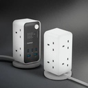 MOMAX 1-Charge Work Flow 6-Outlet Digital Display Power Tower with USB (White)