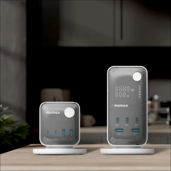 MOMAX 1-Charge Work Flow 6-Outlet Digital Display Power Tower with USB (White)