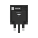 MOMAX 1-Charge+ 1-Port GaN 35W charger with Retractable USB-C Cable (Black)