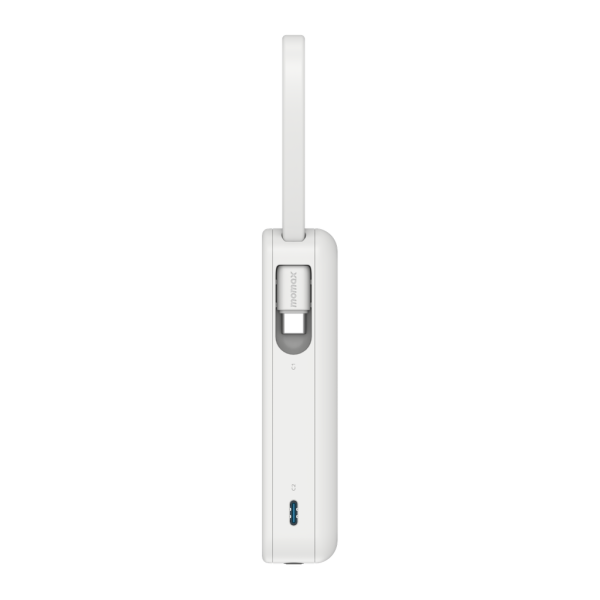 MOMAX 1-Power Vital+ 10000mAh Battery Pack with Dual Built-in USB-C Cable (White)
