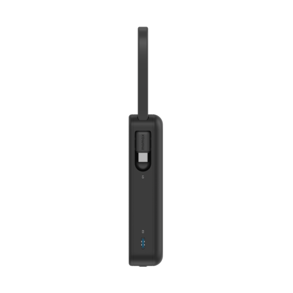 MOMAX 1-Power Vital+ 10000mAh Battery Pack with Dual Built-in USB-C Cable (Black)