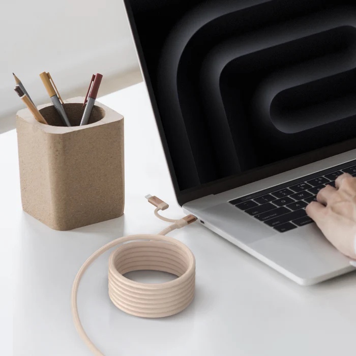 MOMAX Mag.link USB-C to C & Lightning Magnetic Cable 1m (Desert Titanium)
