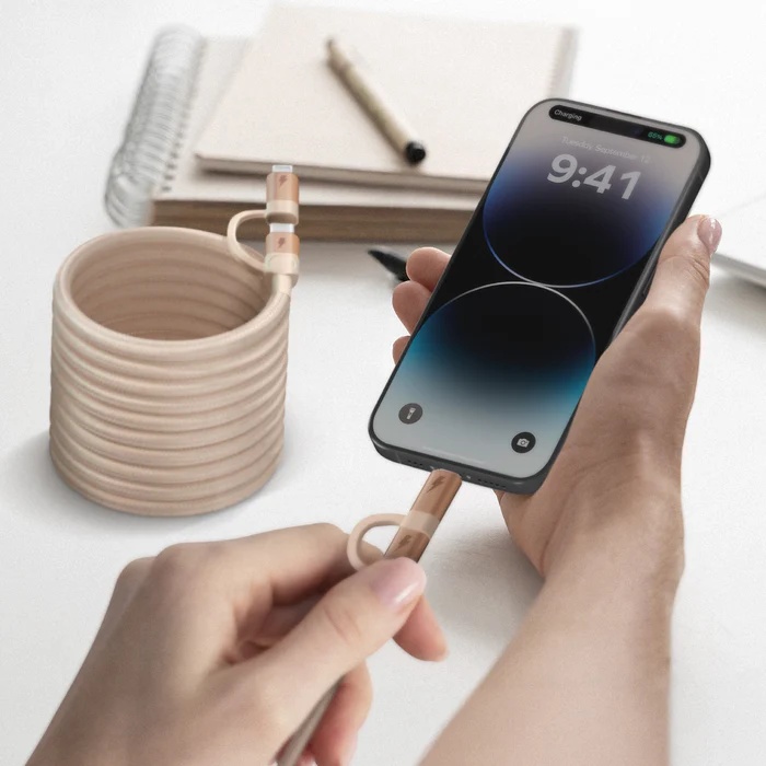 MOMAX Mag.link USB-C to C & Lightning Magnetic Cable 1m (Desert Titanium)