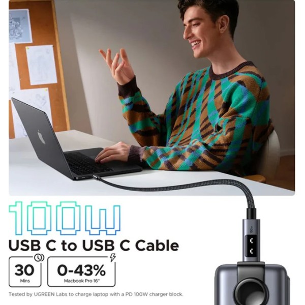 UGREEN Uno USB-C to USB-C PD Fast Charging Cable 5A Max 2m