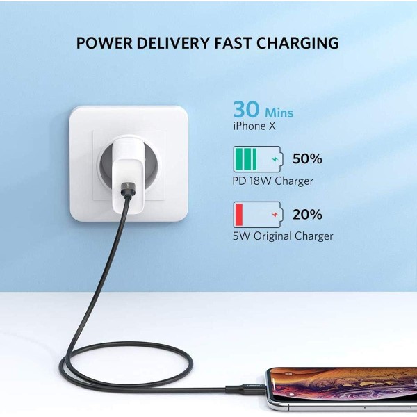 UGREEN USB-C to Lightning Cable Rubber Shell 2m (Black)US171