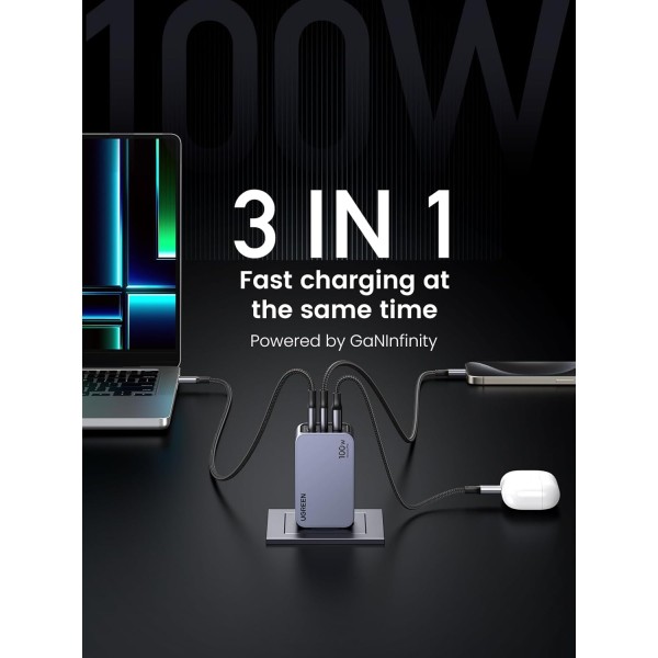 UGREEN Nexode Pro 100W 3-Port GaN Fast Charger Set UK25875