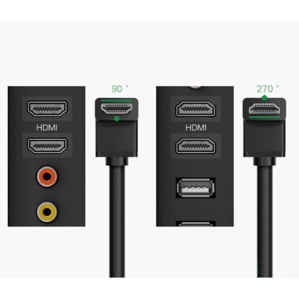 UGREEN HDMI 4K Cable Male to Male 90 Degree Black 2m