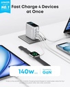 Anker Charger (140W, 4-Ports, PD 3.1) with USB-C Cable - Silver