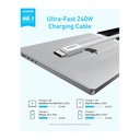 Anker Zolo USB-C to USB-C Cable 240W Braided (1.8m/6ft) -White New!