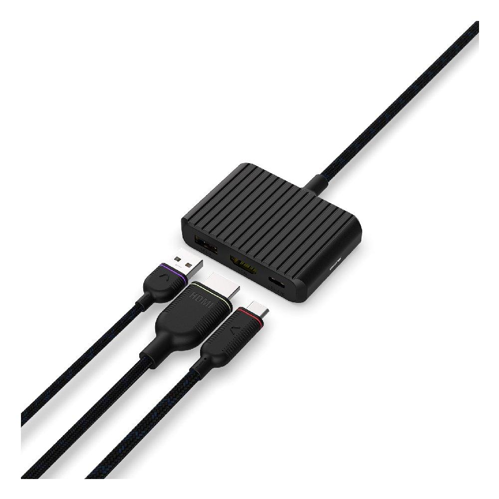 UNISYNK 3 Port USB-C Hub V2, 100W, 10383- Black