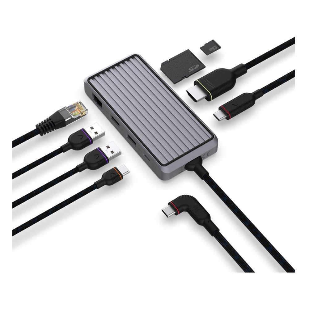 UNISYNK 8 Port USB-C Hub V2, 100W, 10386 – Grey