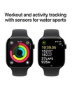 Apple Watch Series 10, 46mm, Jet Black Aluminium Case, Black Sport Band (GPS+Cellular)