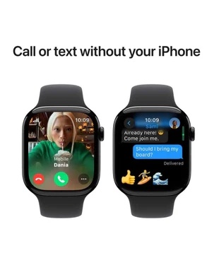 Apple Watch Series 10, 46mm, Jet Black Aluminium Case, Black Sport Band (GPS+Cellular)