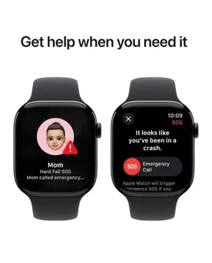 Apple Watch Series 10, 46mm, Jet Black Aluminium Case, Black Sport Band (GPS+Cellular)