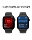 Apple Watch Series 10, 46mm, Jet Black Aluminium Case, Black Sport Band (GPS+Cellular)