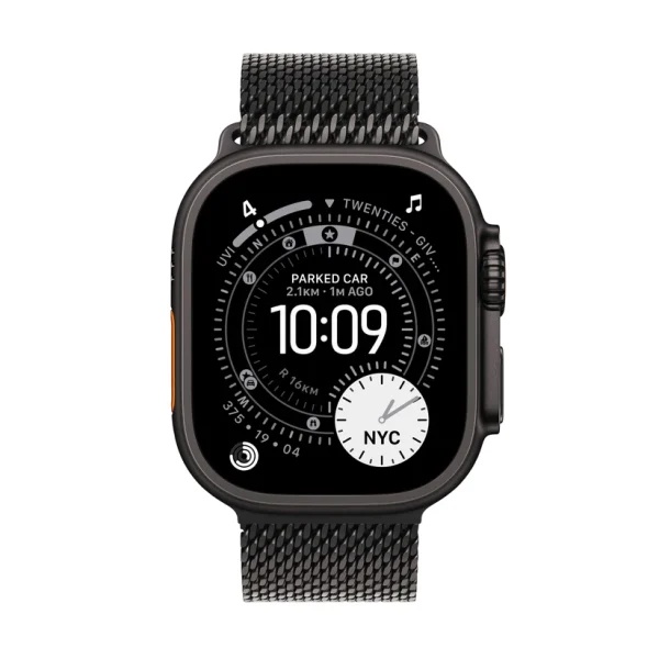 Apple Watch Ultra 3 GPS + Cellular 49mm Black Tit. Case w. Black Tit. Milanese Loop - Medium
