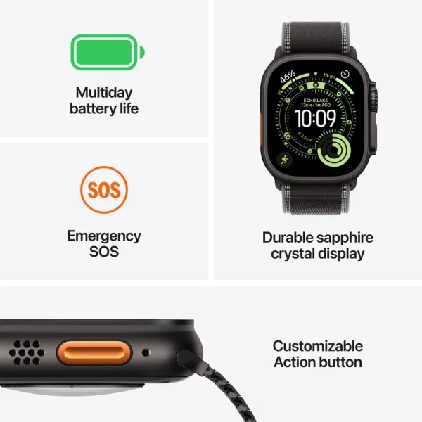 Apple Watch Ultra 3 GPS + Cellular 49mm Black Tit. Case w. Black Tit. Milanese Loop - Medium