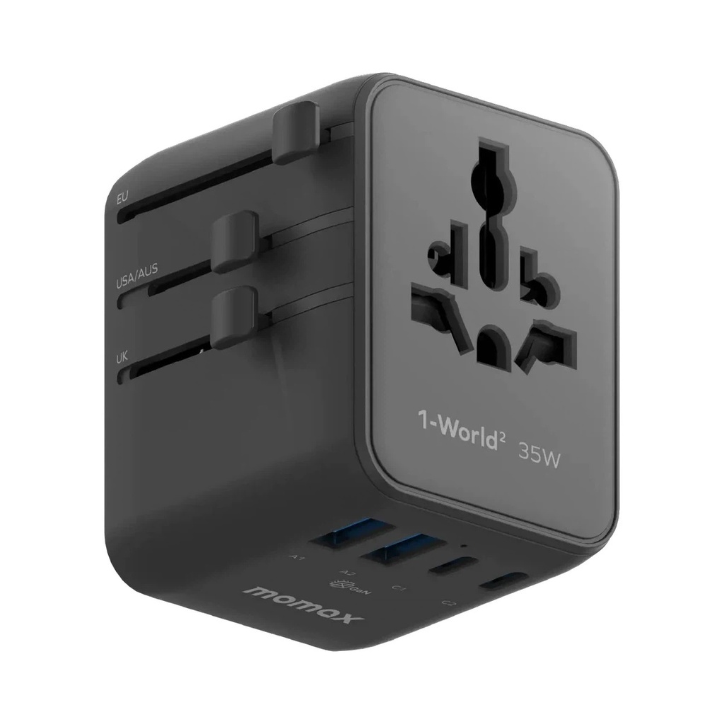 Ezzat 1-World2 35W 5-Port Dual AC Travel Adaptor (Black)