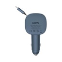 Ezzat 1-MOVE+ 60W 2-Port Car Charger with Built-in Retractable cable (Grey)