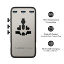 Ezzat 1-World2 205W 7-Port Dual AC Travel Adaptor (Titanium)