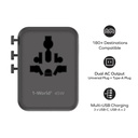 Ezzat 1-World2 45W 5-Port Dual AC Travel Adaptor (Black)